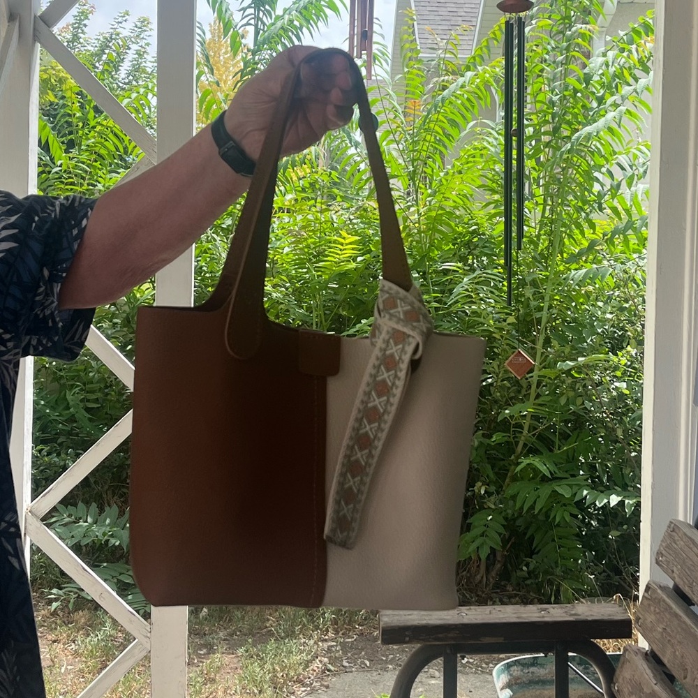 Hand Crafted Brown and Cream Tote Bag